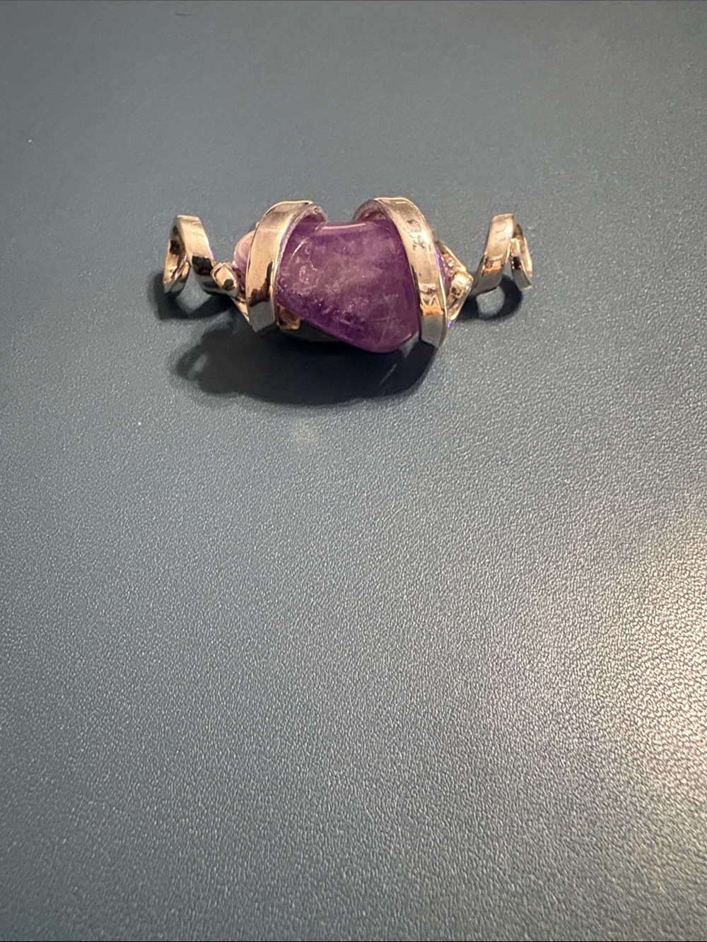 Amethyst Stone Spiral Pendant - Purple / Silver